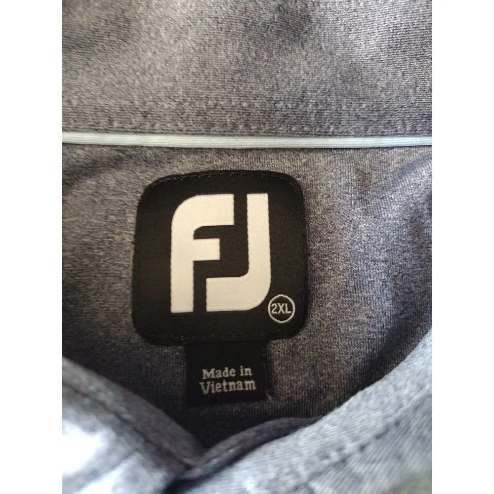 FJ FootJoy Polo Shirt Men 2XL Gray Golf Short‎ Sleeve Embroidered Logo Golf - Picture 2 of 7